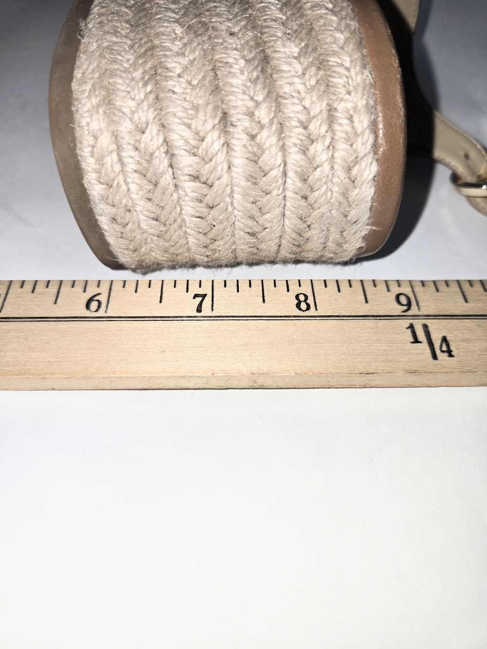 Michael Kors Tan Espadrille Leather Wedge Heel Thong Sandal Women's Size 8.5 - Picture 9 of 13